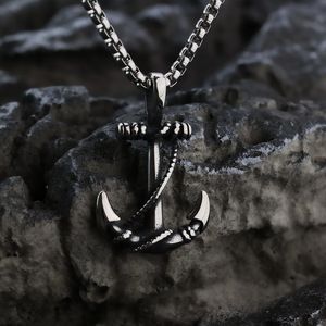 Yunnique-collar con colgante de ancla de acero inoxidable para hombre, diseño geométrico, joyería de moda asimétrica - Product Image 3