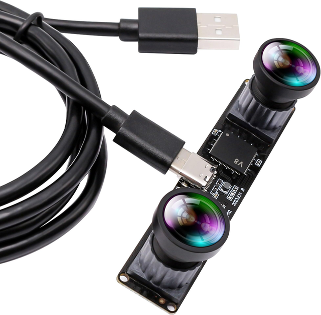 ELP 4MP No Distortion Dual Lens Synchronization 120 Degree 3D Stereo 3840X1080 USB Camera Module for VR Camera Face Recognition