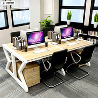 JIUSHUN Mobilier de bureau personnalisable, poste de travail moderne en panneaux de bois, bureau pour personnel d'entreprise pour 4, 6 ou 8 personnes