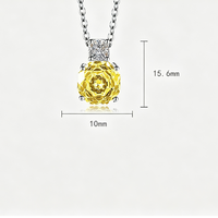 Set Perhiasan Mewah Grosir Berlian Imitasi Kuning Potongan Rose Cut, Kalung Liontin Tembaga, Cincin, Anting Stud untuk Wanita, Perhiasan Berkualitas untuk Pesta Pertunangan