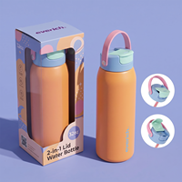 Botella de Agua Deportiva de Acero Inoxidable con Tapa Abatible, Personalizable con Logotipo y Color por Sublimación, Capacidad de 32oz/40oz