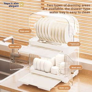 Égouttoir <span class=keywords><strong>de</strong></span> comptoir non pliable en plastique <span class=keywords><strong>de</strong></span> luxe léger pour évier <span class=keywords><strong>de</strong></span> cuisine, avec porte <span class=keywords><strong>de</strong></span> <span class=keywords><strong>rangement</strong></span> et égouttoir supérieur pour tasses, pour <span class=keywords><strong>armoire</strong></span> <span class=keywords><strong>de</strong></span> cuisine, respirant - Product Image 3