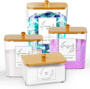Laundry Powder Detergent Container Clear Dryer Sheet Holder <b>Box</b> Plastic Acrylic <b>Storage</b> Jars <b>Kitchen</b> Wardrobe Eco-Friendly - Product Image 1