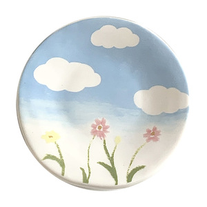 Tazas de té de cerámica con cielo Interior Patrón de nube sin plomo Juego de cafetería Café y decoración del hogar Regalo con platillos florales - Product Image 5