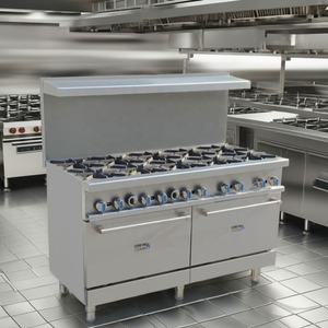 Équipement de cuisine commerciale Cuisinière en acier inoxydable Cuisinière à gaz autoportante 10 brûleurs avec four pour restaurant - Product Image 2