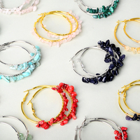 Boucles d'oreilles rondes en cristal faites à la main avec éclats de pierres précieuses naturelles pour la décoration