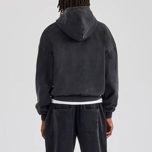 Sudadera con capucha lavada con cremallera Vintage para hombre Sudadera con capucha lavada con ácido de algodón 100% Cierre de cremallera y logotipo bordado personalizado Sudadera con capucha lavada con ácido - Product Image 3