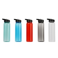 Bouteille d'eau sport 700 ml (24 oz) de qualité alimentaire, anti-fuite, avec paille, multicolore, portable, pour extérieur, compatible lave-vaisselle, bouchon à vis, logo personnalisé