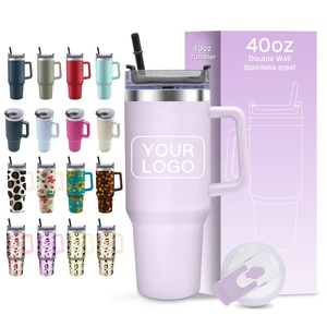 40oz Double Wall Stainless Steel Travel Tumbler Handle <b>Straw</b> Customized Color American Style 6-12 Hours Thermal Insulation - Product Image 6