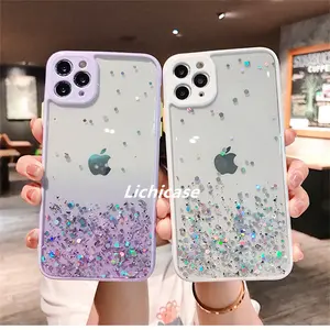 Lichicase Color Glitter Luxury Printing Acrylic Phone Case For Infinix Hot 12i Drop Glue Back Cover