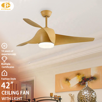 Ventilateur de plafond à lumière LED de style simple de 42 pouces avec lames ABS Smart Home Decor Télécommande à moteur à courant continu pour salon Couleur bois