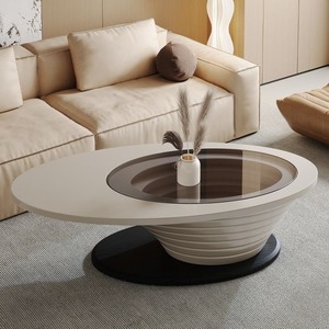 Table basse en verre Abyss de luxe, design ovale minimaliste moderne, table basse tendance pour les salons compacts - Product Image 4