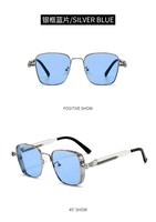 Lunettes de soleil unisexes UV400 en métal style steampunk, monture carrée rétro petite taille, personnalisées, tendance européenne et américaine, nouvelle collection, vente chaude