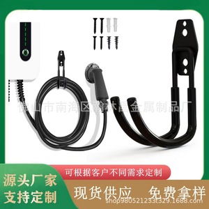Gancho de pared de acero resistente tipo J para gestión de cables y accesorios de carga de vehículos eléctricos, gancho redondo mediano negro - Product Image 5