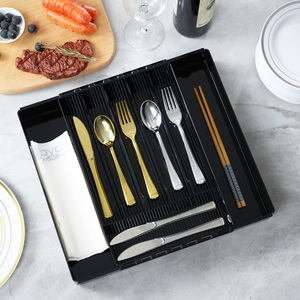 Organisateur de tiroir extensible réglable en acier inoxydable, qualité alimentaire sans BPA, rangement multifonctionnel pour ustensiles de cuisine - Product Image 1