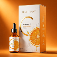 Boîte pliante de luxe pour produits de soin de la peau, sérum éclaircissant à la vitamine C 30 ml avec laminage mat, gaufrage et doublure en éponge