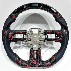 Volant de course en fibre de <span class=keywords><strong>carbone</strong></span> forgée, conçu sur mesure et fabriqué avec une élégance exquise, adapté aux voitures Ford Mustang GT. - Product Image 1