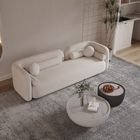Sofá Combinado Nórdico para Recepción, Sofá Sherpa, Estilo Minimalista, Muebles Personalizados para Sala de Estar, Tela Blanca, Esponja, Apartamento