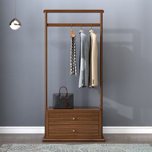 Porte-manteaux verticaux en bois de noyer avec tiroir pour suspendre les vêtements, meubles de salon - Product Image 2