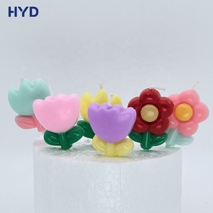 Velas de Cera con Forma de Tulipán para Fiestas, para Cupcakes, Picnic, Brillantes, Atractivas, Tema Romántico, 3.5cm X 3cm, 3 Piezas/Caja de PVC - Product Image 4