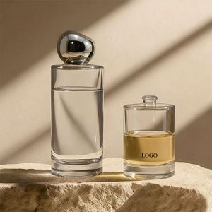 Factory Direct Sales <b>Empty</b> Clear Cylindrical Glass Perfume <b>Bottle</b> 30ml 50ml 100ml with Silver Teardrop Cap & Gift Packaging - Product Image 1