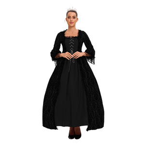 Abito da Festa Retrò Elegante con Colletto Quadrato e Pizzo per Donna Adulta, Costume da Principessa per Halloween, Cosplay Medievale per Teatro, TV e Cinema - Product Image 3