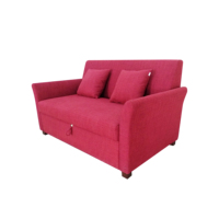 Sofá Cama Convertible de Dos Plazas, Moderno y Cómodo, para Sala de Estar, Tapizado en Tela Roja, con Almacenamiento Oculto
