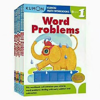 Cahiers de travail de mathématiques Kumon en anglais pour la pratique des problèmes de mots, édition brochée avec impression numérique pour les niveaux 16