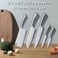 Ensemble de couteaux de cuisine multifonctions en acier inoxydable avec poignée creuse, Logo personnalisé 430