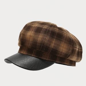 หมวกทรงนิวส์บอยสไตล์วินเทจญี่ปุ่นปี 2024 ลายตาราง 8 ชิ้น แฟชั่นลายสก็อตสำหรับผู้หญิง - Product Image 5