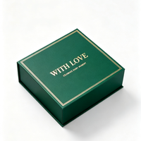 Boîte cadeau pliante de luxe avec couvercle magnétique, logo personnalisé, emballage rigide en papier, boîte en carton recyclable vert et noir