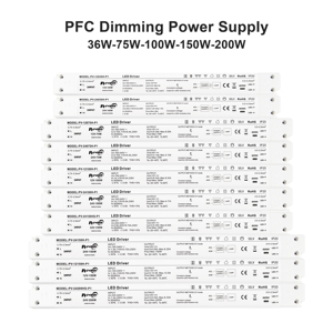 Transformador de Corriente para Tiras LED de 36W 75W 100W 150W 200W CV PF>0.95, 100-240V/200-240VAC a 12V/24VDC IP20, Fuente de Alimentación Conmutada LED - Product Image 1