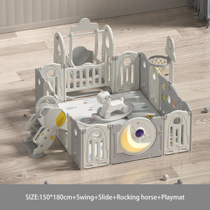 <span class=keywords><strong>Parc</strong></span> de jeu pliable en plastique <span class=keywords><strong>pour</strong></span> bébé avec toboggan, berceau, cheval à bascule, clôture de sécurité intérieure, aire de jeux portable, centre d'activités <span class=keywords><strong>pour</strong></span> tout-petits - Product Image 1