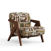 Ensemble de fauteuils d'appoint modernes en bois, fauteuil avec dossier, design modulaire fait main, pour extérieur, chambre, salle à manger, salon, maison, en coton