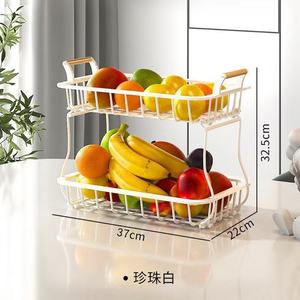 Rak Penyimpanan Buah 2 Tingkat dari Besi untuk Rumah Tangga, Keranjang Kawat Logam untuk Roti, Buah, Camilan, Pengatur Meja Dapur - Product Image 3
