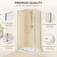 Cabine de douche en verre trempé sur mesure, verre trempé de 6 mm, cabine de douche d'angle, cabine de douche pour salle de bain avec cadre en alliage d'aluminium