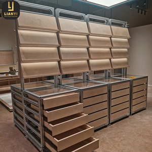 Ly showroom gạch Mẫu hiển thị Giá cửa hàng bán lẻ trang trí nội thất tùy chỉnh thẻ gỗ cuốn sách hiển thị thiết kế tủ - Product Image 4