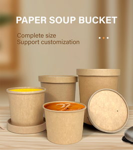 Gobelets en papier kraft jetables personnalisés de 8 oz, 12 oz, 16 oz, 26 oz, 32 oz, gobelets à salade et à <span class=keywords><strong>soupe</strong></span> avec couvercle - Product Image 2