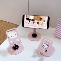 Support de téléphone portable en acier inoxydable, motif chat rose mignon, rotatif à 360 degrés, angle réglable, pliable, fixation magnétique pour bureau
