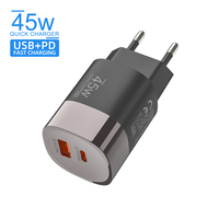 Chargeur mural USB Type-C double port 45W, adaptateur d'alimentation à charge rapide pour téléphone portable, chargeur Type C avec prise EU US UK