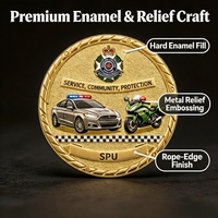 Pièce commémorative religieuse 3D en émail dur, plaquée or, personnalisée OEM, pour voiture de patrouille SPU, moto, service, protection communautaire, en métal