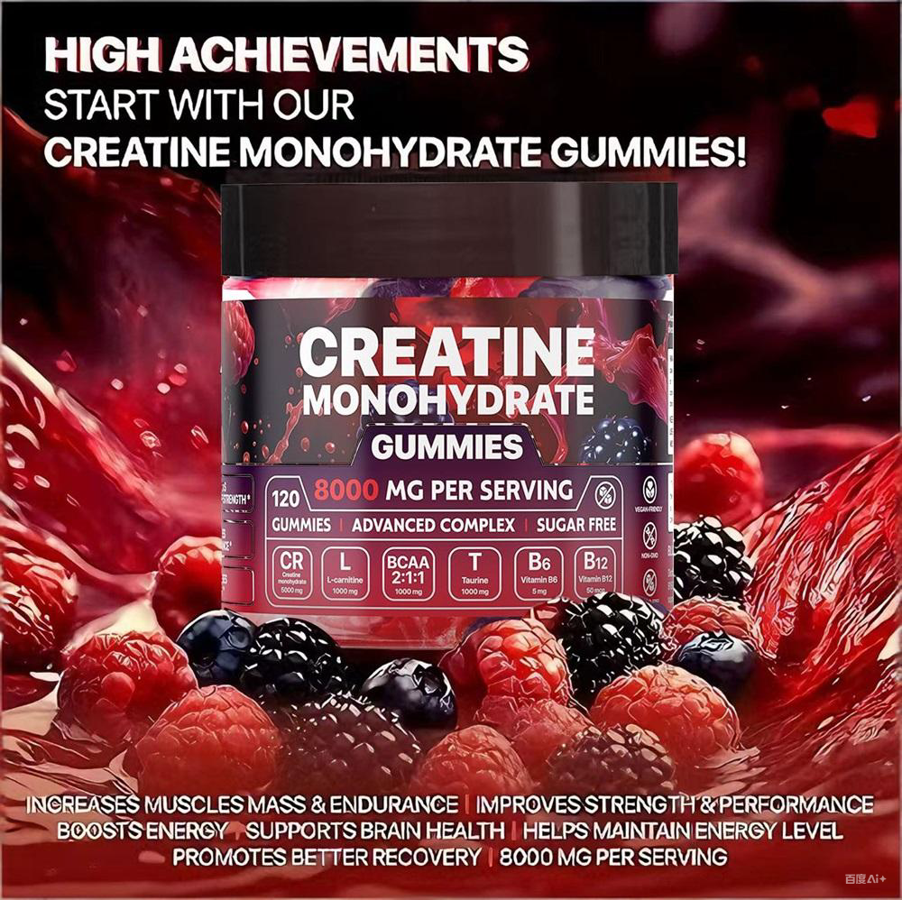 bcaa creatine l carnitine Creatine Monohydrate Gummies 8000 MG Per Serving 120 Count Advanced Complex Sugar Free Vegan with L-Carnitine BCAA B6 B12| Alibaba.com