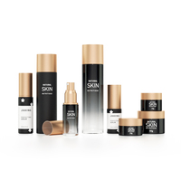 Bouteille en verre cosmétique de luxe givrée ronde verte Toner Essence sérum Lotion crème cosmétique avec pompe