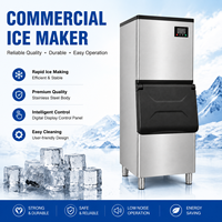 Máquina de Hielo Comercial de 450 kg/24 h con Contenedor de 250 kg, Máquina de Cubitos de Hielo para Restaurante y Hotel