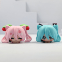 Figurines Miku Chibi à oreilles de chat, 6,5 cm, lot de 6 pièces, Sakura Miku mignonnes, mini-jouets de collection, décorations pour bureau, tableau de bord de voiture, gâteaux