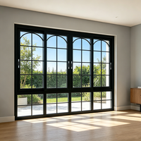 Ventana Corredera de Aluminio con Arco Francés Personalizada de Fábrica, Ventana Decorativa con Rejilla para Casa Residencial o Villa