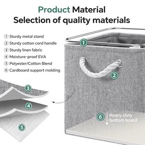 Foldable Storage <b>Cube</b> <b>Baskets</b> <b>with</b> Rope Handles Collapsible Fabric Storage Bins for Home Bedroom Living Room - Product Image 4