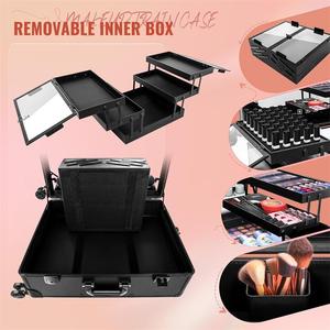 Nghệ sĩ chuyên nghiệp Xe đẩy <span class=keywords><strong>Studio</strong></span> miễn phí đứng lớn trang điểm Train trường hợp với loa màu đen cán trang điểm trạm hộp - Product Image 3