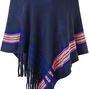 Châle tricoté pour femme, fourni directement par le fabricant, nouvelle mode, coloré, à rayures imprimées, en acrylique, tricoté chaîne - Product Image 4