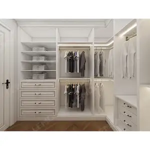 خزانة ملابس معلقة بيضاء اللون من الميلامين عالية اللمعان لغرف النوم، خزانة ملابس عصرية بيضاء طويلة